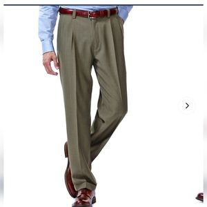 💘2/$18 HAGGAR CLASSIC FIT PLEATED Khaki MEN'S TROUSERS SZ 38/30